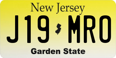 NJ license plate J19MRO