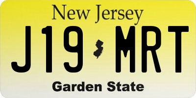 NJ license plate J19MRT