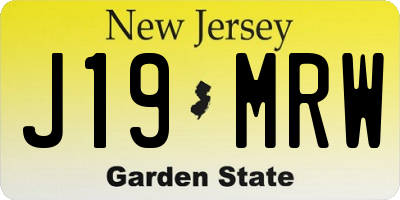NJ license plate J19MRW