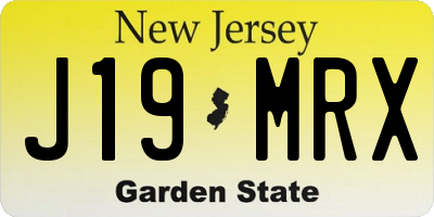 NJ license plate J19MRX