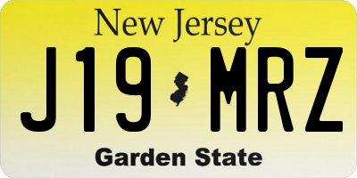 NJ license plate J19MRZ
