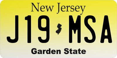 NJ license plate J19MSA