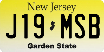 NJ license plate J19MSB