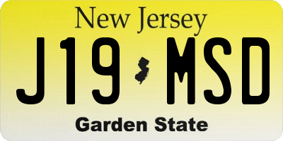 NJ license plate J19MSD