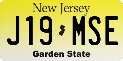 NJ license plate J19MSE
