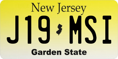 NJ license plate J19MSI