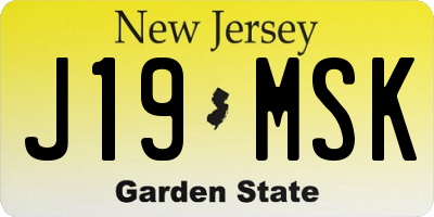NJ license plate J19MSK