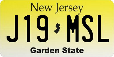 NJ license plate J19MSL