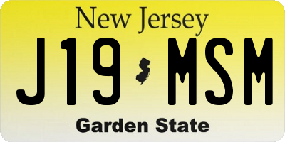 NJ license plate J19MSM