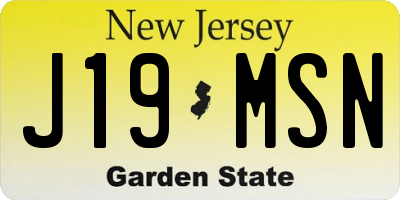 NJ license plate J19MSN