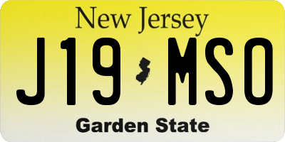NJ license plate J19MSO