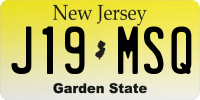 NJ license plate J19MSQ