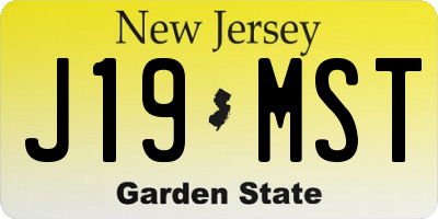 NJ license plate J19MST