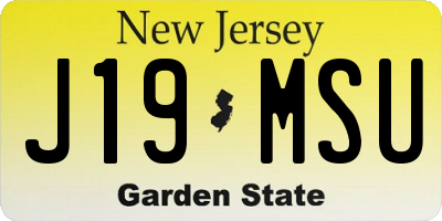 NJ license plate J19MSU