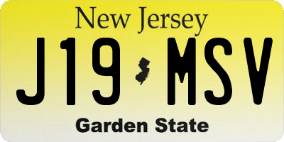 NJ license plate J19MSV