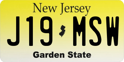 NJ license plate J19MSW