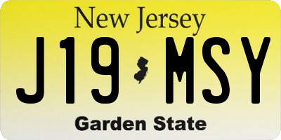 NJ license plate J19MSY