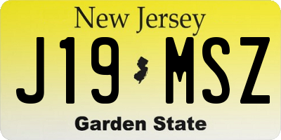 NJ license plate J19MSZ