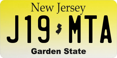 NJ license plate J19MTA