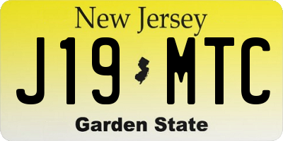 NJ license plate J19MTC