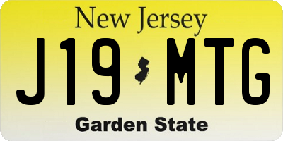 NJ license plate J19MTG