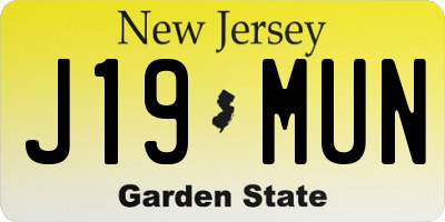 NJ license plate J19MUN