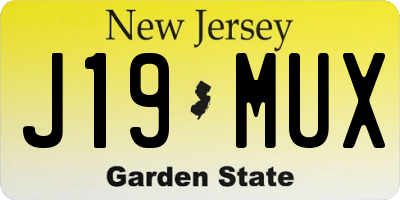NJ license plate J19MUX