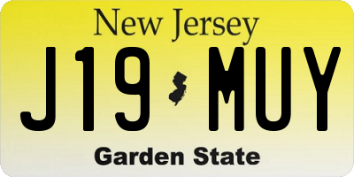 NJ license plate J19MUY