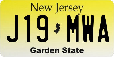 NJ license plate J19MWA