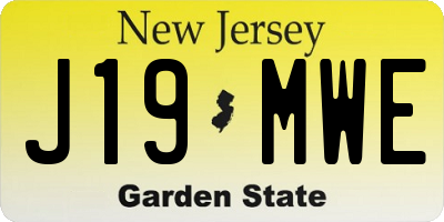 NJ license plate J19MWE