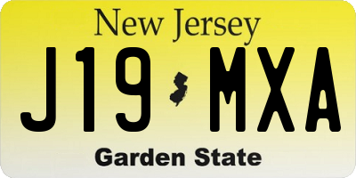 NJ license plate J19MXA