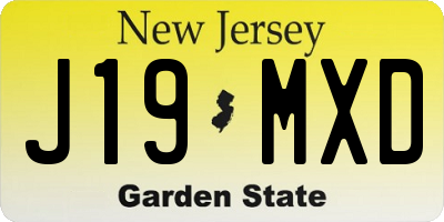 NJ license plate J19MXD