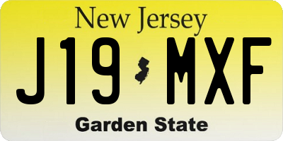 NJ license plate J19MXF