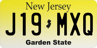 NJ license plate J19MXQ