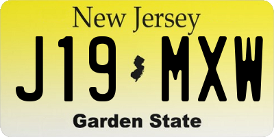 NJ license plate J19MXW