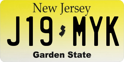 NJ license plate J19MYK