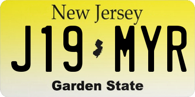 NJ license plate J19MYR