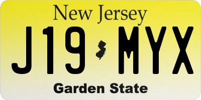 NJ license plate J19MYX
