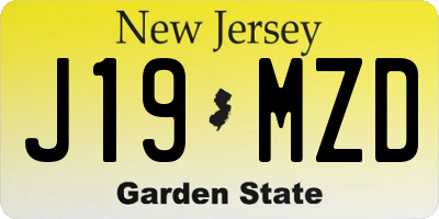 NJ license plate J19MZD