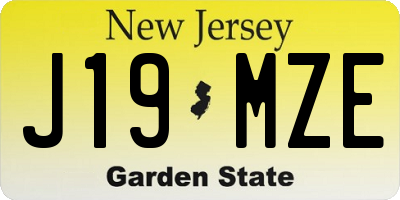 NJ license plate J19MZE