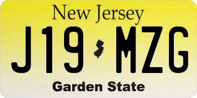NJ license plate J19MZG