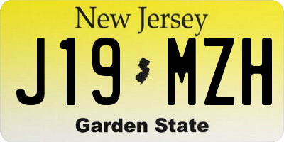 NJ license plate J19MZH