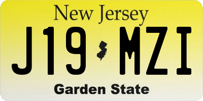 NJ license plate J19MZI