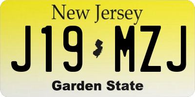 NJ license plate J19MZJ