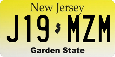 NJ license plate J19MZM
