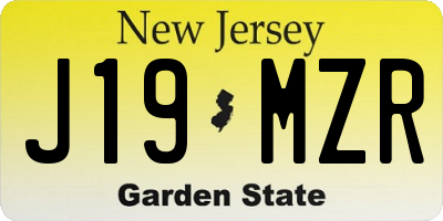 NJ license plate J19MZR