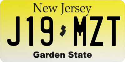 NJ license plate J19MZT