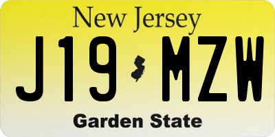 NJ license plate J19MZW
