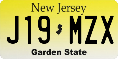 NJ license plate J19MZX