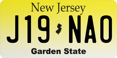NJ license plate J19NAO